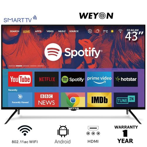 SMART TV WEYON 43 INCH ANDROID TV YOUTUBE NETFLIX WEB BROWSER TV GARANSI NEW
