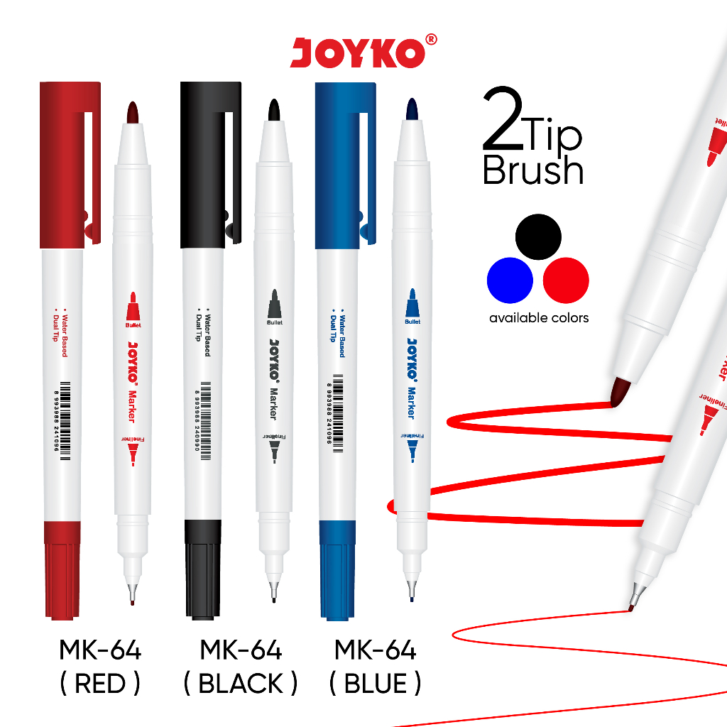 

Joyko Pen Colour Marker DUAL TIP Spidol Model Pen Joyko Dua Sisi MK-64