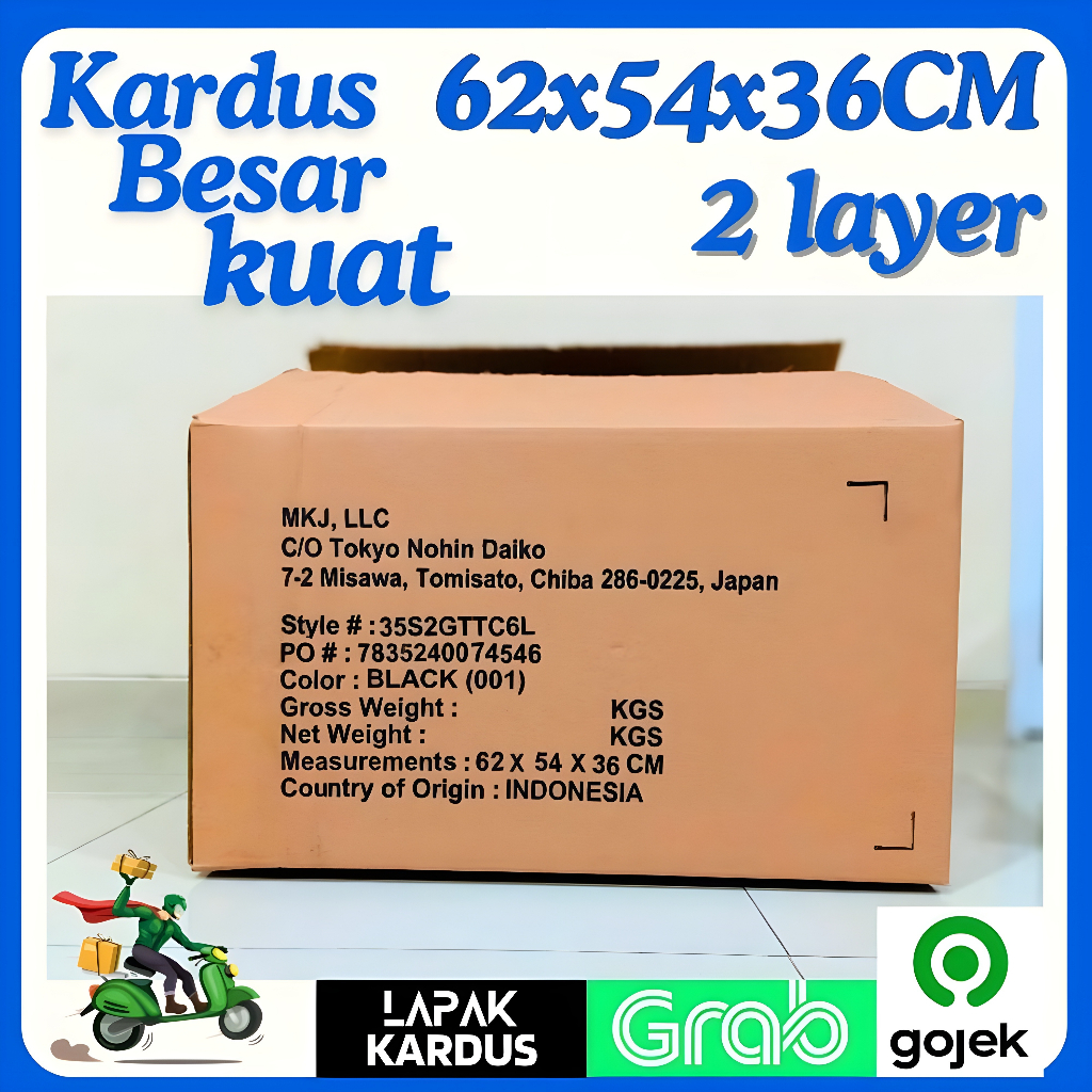 

Kardus bekas packing pindahan kardus besar packing jumbo polos dus karton tebal kardus box besar Double Wall ukuran 62 x 54 x 36 cm