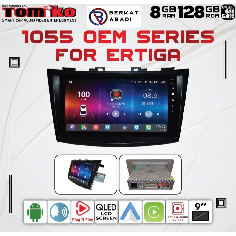 Head Unit Tomiko TMK 1055 OEM Series for Ertiga 2012 - 2017 6GB | 64GB