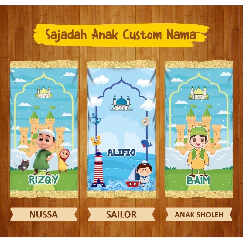 Sajadah Anak karakter FREE nama