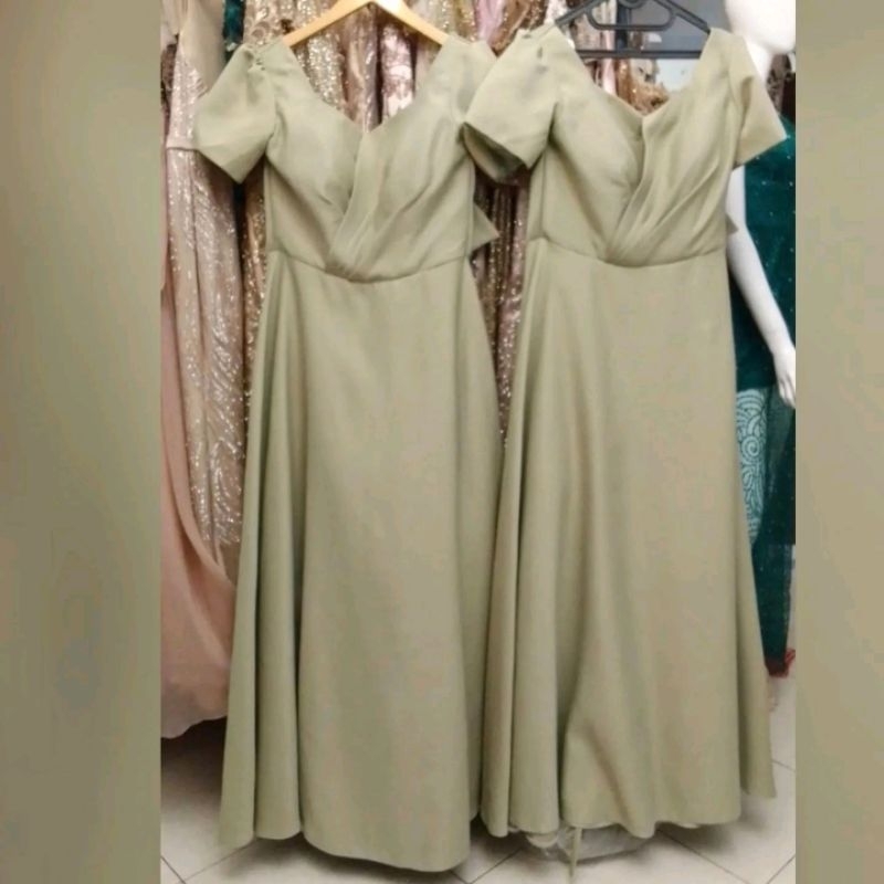 Gaun bridesmaid Gaun sister warna sage green