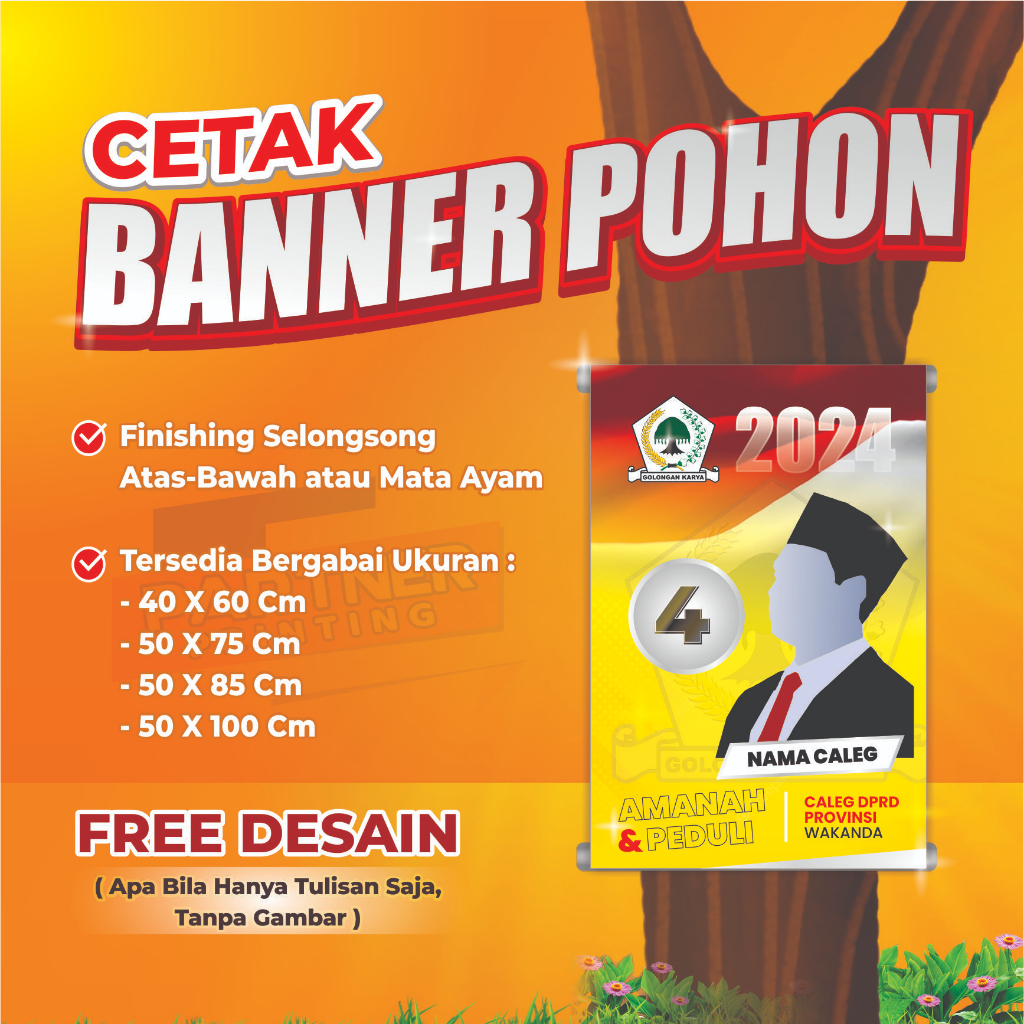 BANNER POHON, BANNER RONTEG, SPANDUK MMT PINGGIR JALAN, BANNER CALEG
