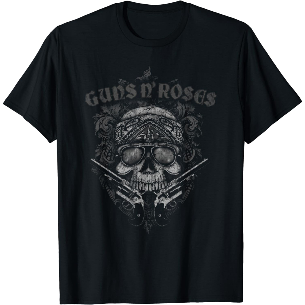 Baju kaos distro Guns N' Roses Official Skull Guns Bandanna T-Shirt