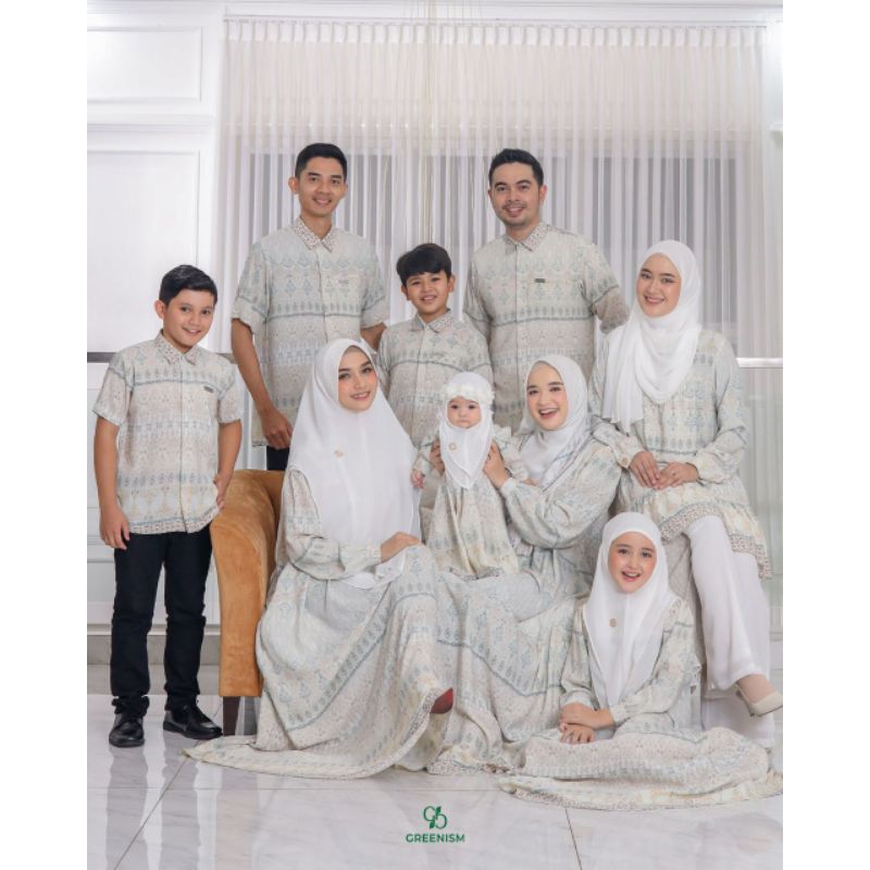 SARIMBIT SYAVI SYAVIRA BROKEN WHITE GREENISM FAMILY SET LEBARAN 2024