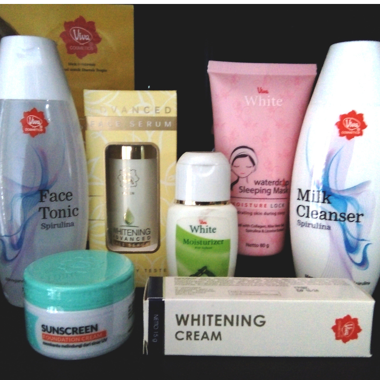 Paket Viva mencerahkan untuk kulit kering/Paket viva spirulina/Set skincare  whitening Viva spirulin