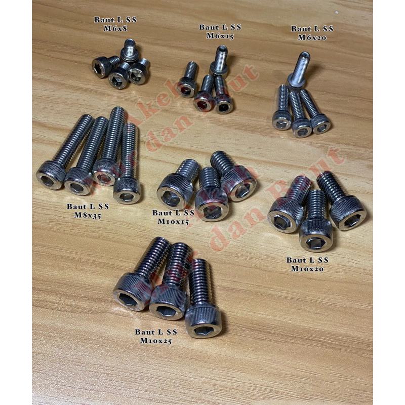 Baut L M10 Stainless 304 / Baut L M10 Murah / Baut Socket