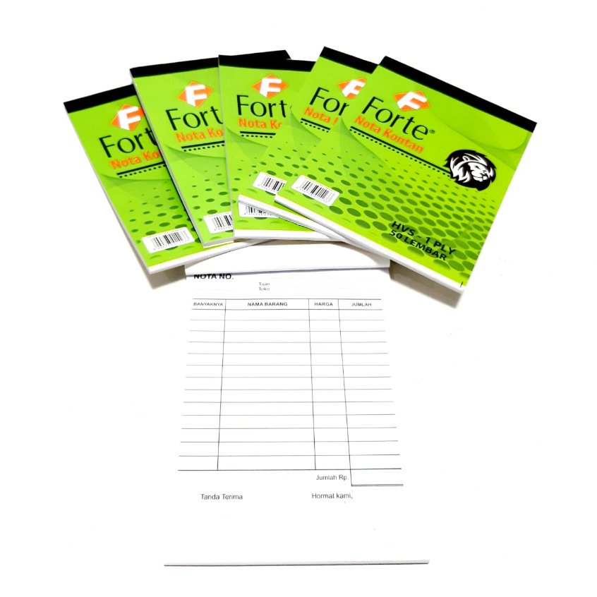 

Harga Grosir ( 1Packs / 10buku ) Buku Nota Kontan FORTE HVS-1 PLY 50 LEMBAR KECIL