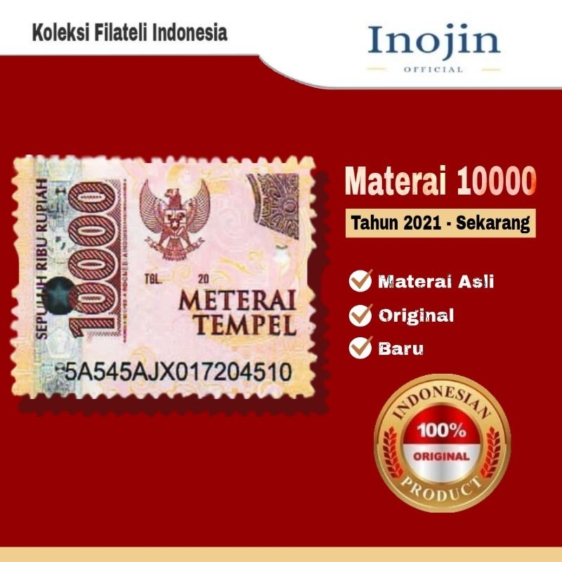 Materai 10000 Tahun 2021 2022 2023 2024 Perangko Matrai Tempel Asli Original Pos