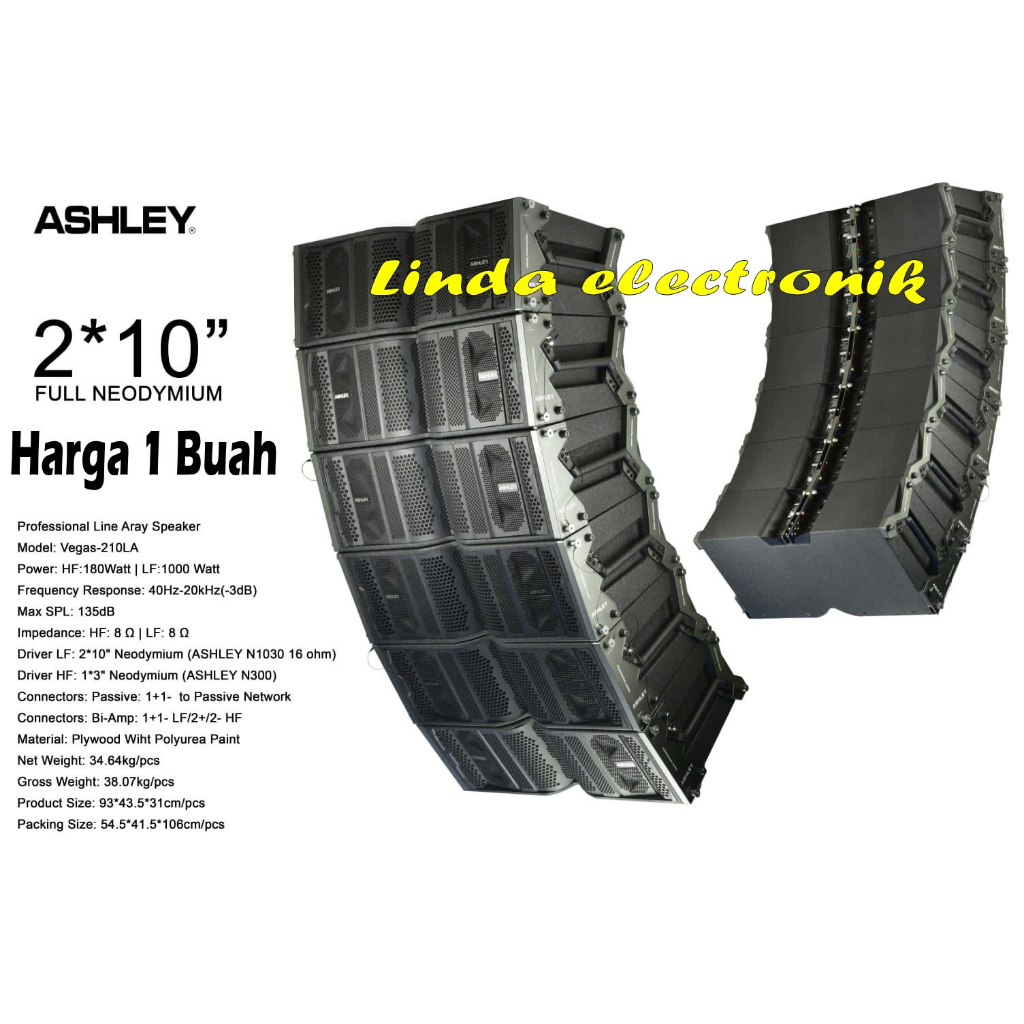 speaker pasif line aray ashley vegas 210la full neodymium 2 x 10 inch