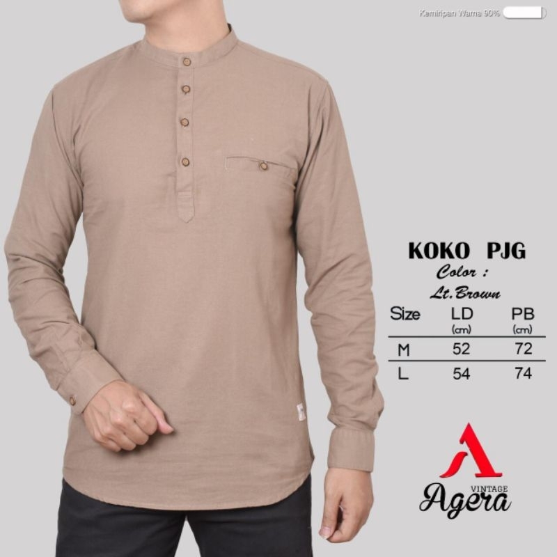 Kemeja Koko Agera Vintage Dewasa Lengan Panjang Koko Agera Dewasa Muslim