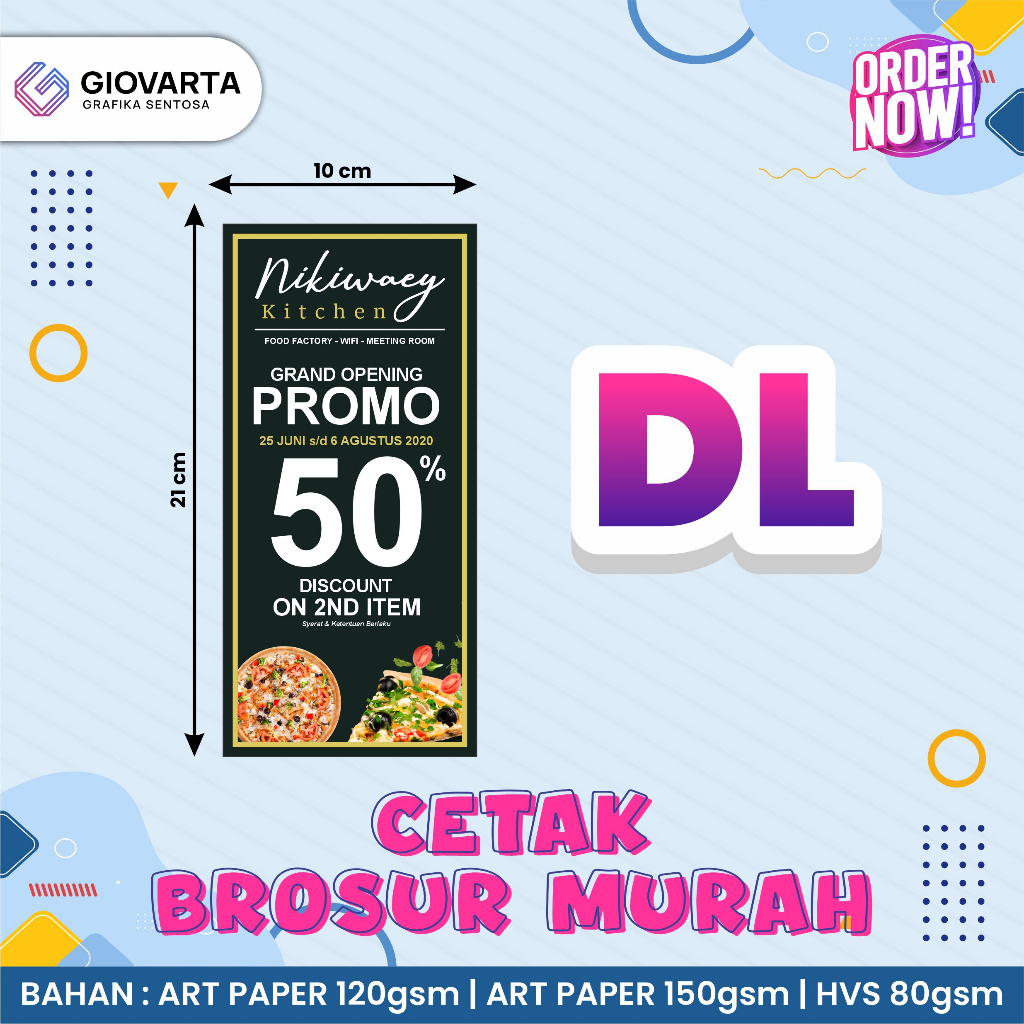 

CETAK FLYER DL / CETAK BROSUR DL / 1 SISI / CUSTOM BROSUR DL FULL COLOUR