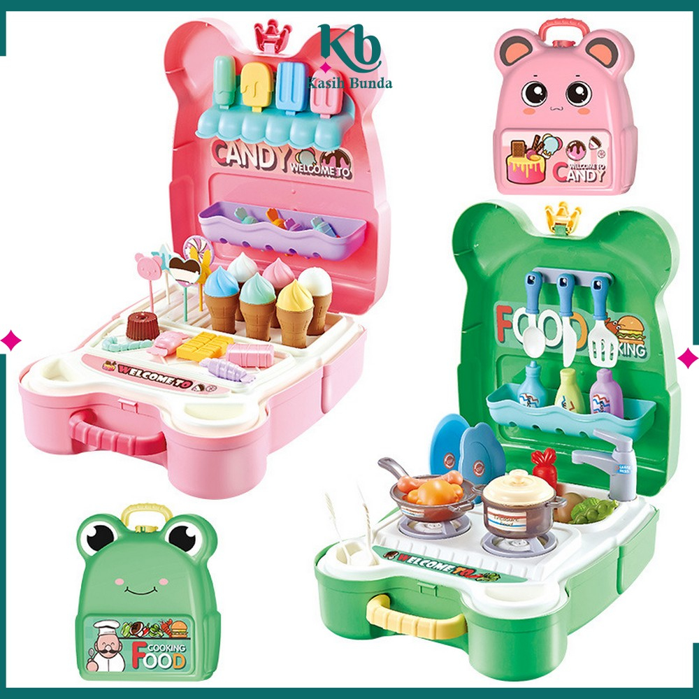 Mainan Kitchen Set Tas Ransel Anak / Set Dapur Mainan Masak Masakan Wastafel / Ice Cream Maker Porta