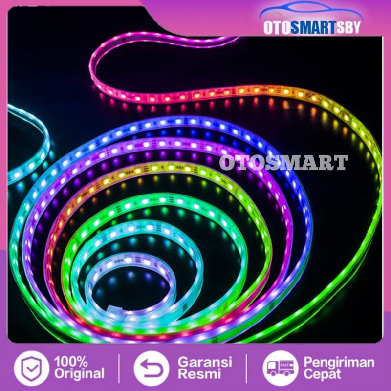 LAMPU STRIP RGB 5050 WARNA WARNI RUNNING NYALA OTOMATIS SET +ADAPTOR 5METER FULL