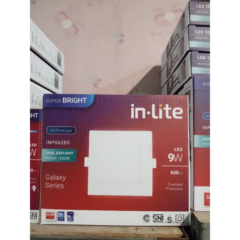 inlite downlight panel led kotak inbow 9W/IB panel  inlite 9w putih