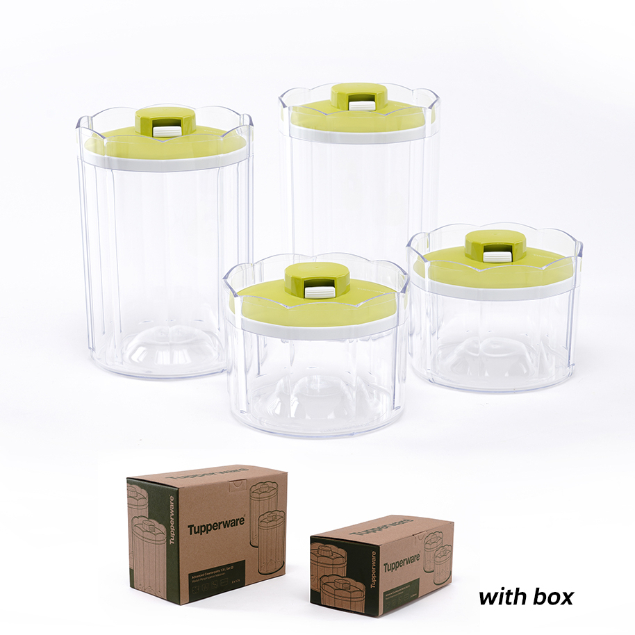 Toples Tupperware 2 pcs Advanced Counterpart bening tutup hijau 1.3L 500ML ORI Tupperware with box