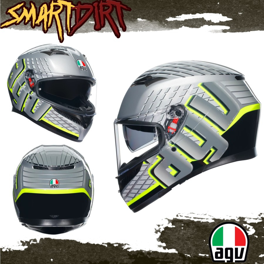 Helm Motor AGV K3 Fortify Grey Black Yellow AGV Helmet K3 Fortify Ori