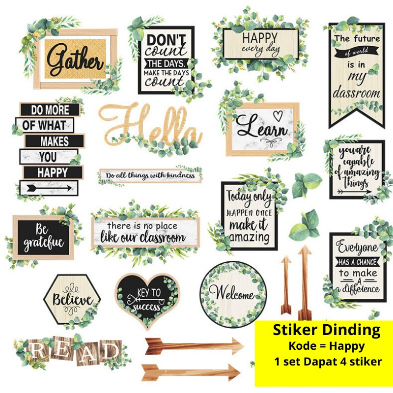 WALLSTICKER 1 SET BESAR WALL STIKER STICKER HIASAN DINDING KATA KATA TULISAN MUTIARA MOTIVASI ARAH W