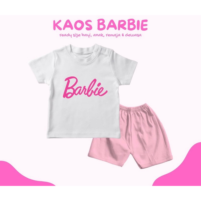 Setelan Kaos Barbie Celana dan Rok Bayi Preloved