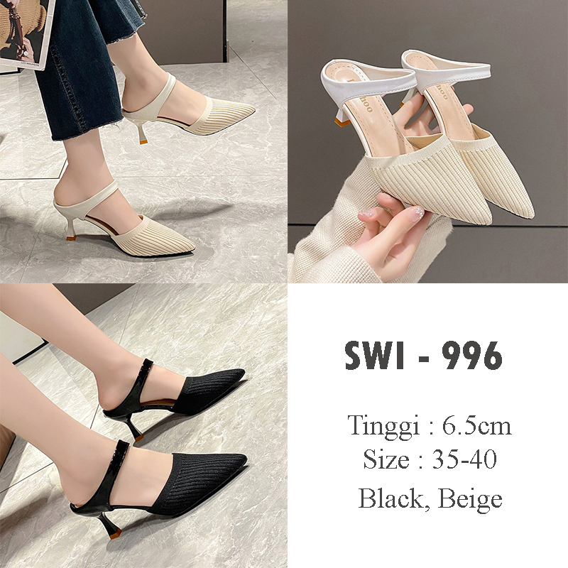SWI 996-Black/Beige-6.5cm-Heels knitted import