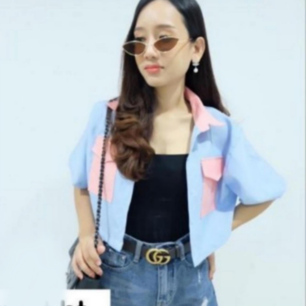{ THABI } MS KEM AYANO / BAJU KEMEJA WANITA / CROP TOP / KAMEJA WANITA / KEMEJA PENDEK / KEMEJA WANI