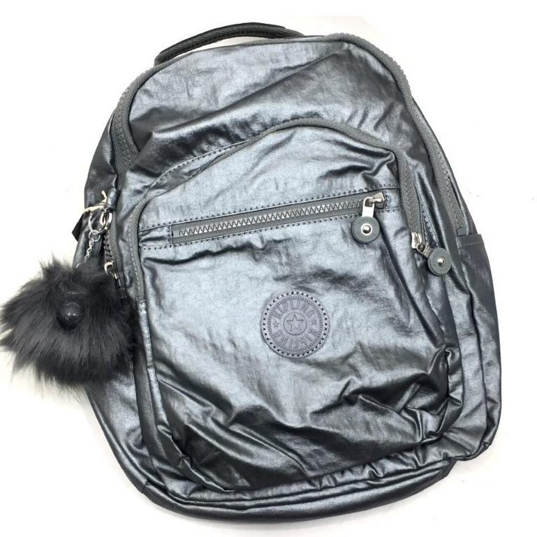 Tas Ransel Kipling Seoul GO S Small Metallic Steel Grey Abu Silver Backpack Original Ransel Kecil Mi