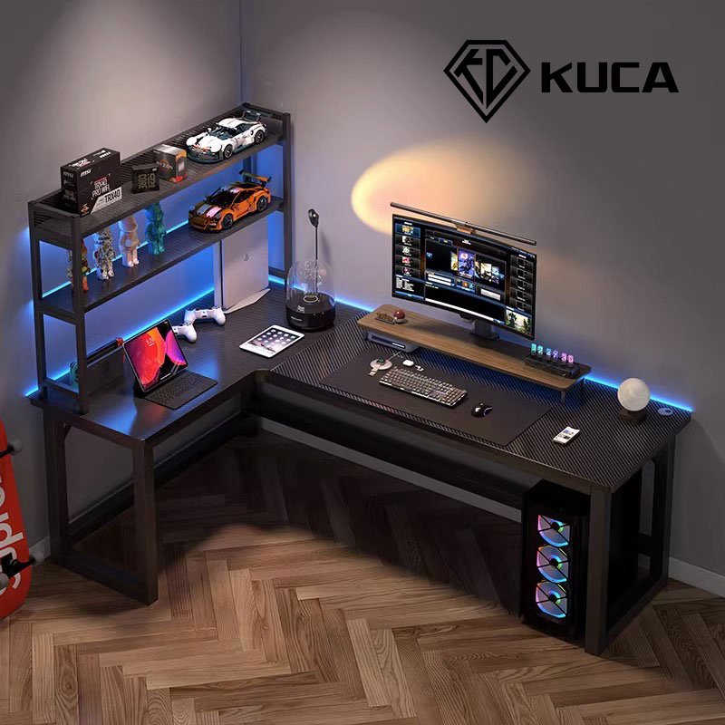 KUCA Meja Gaming Karbon Serat Meja Gaming Meja Komputer Meja Komputer Minimalis Meja Belajar Meja La