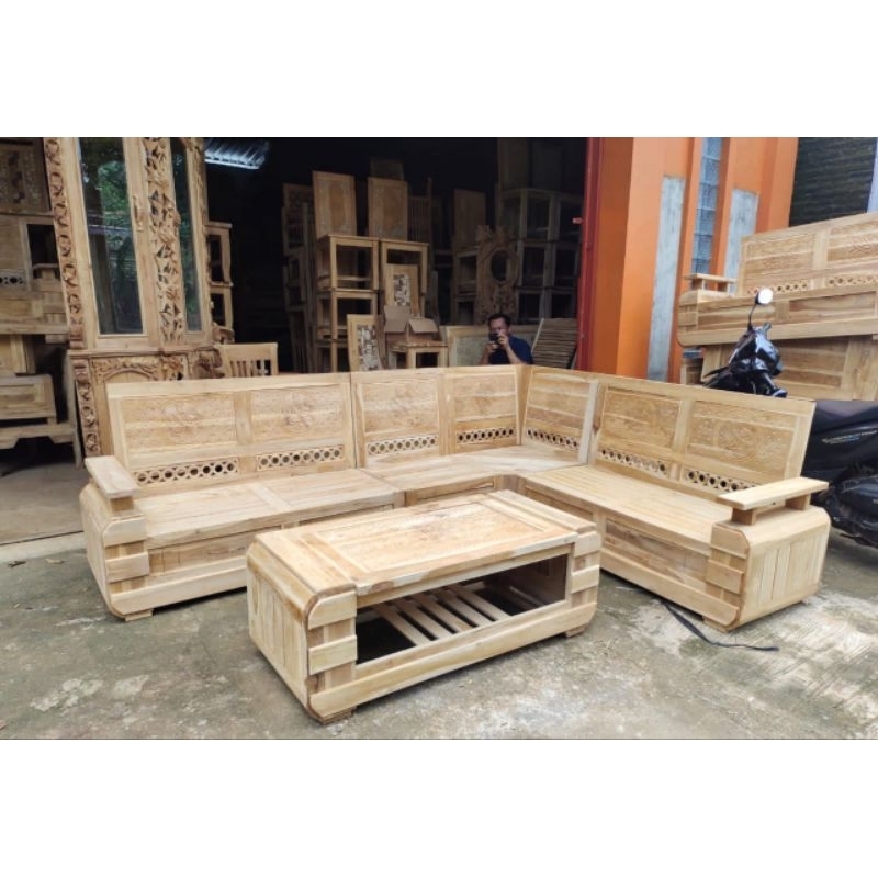 kursi tamu sudut kursi sudut kayu jati