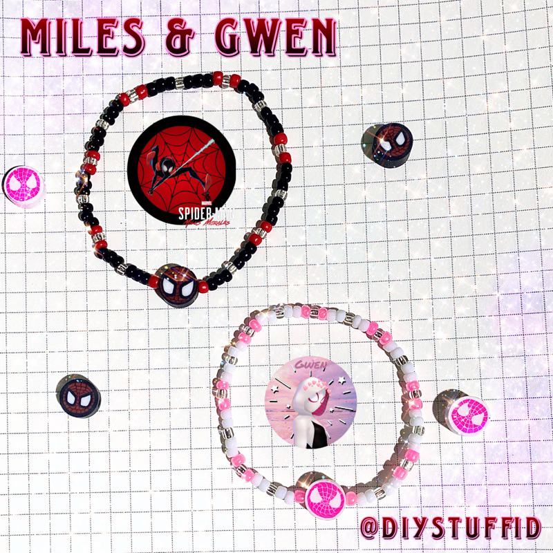 miles & gwen Couple bracelet // spiderman couple bracelet //gelang couple manik