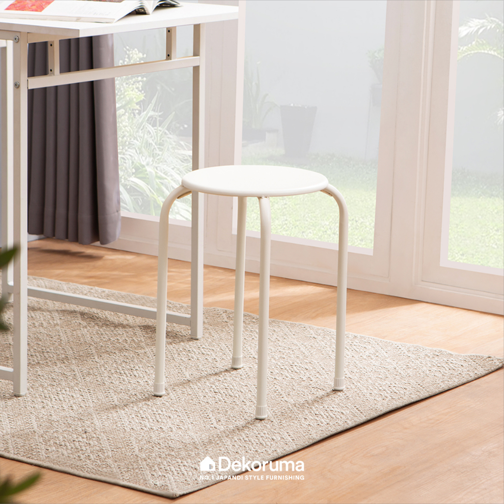 Dekoruma Asuka Bangku Kursi Bulat 30 cm - White / Kursi Serbaguna