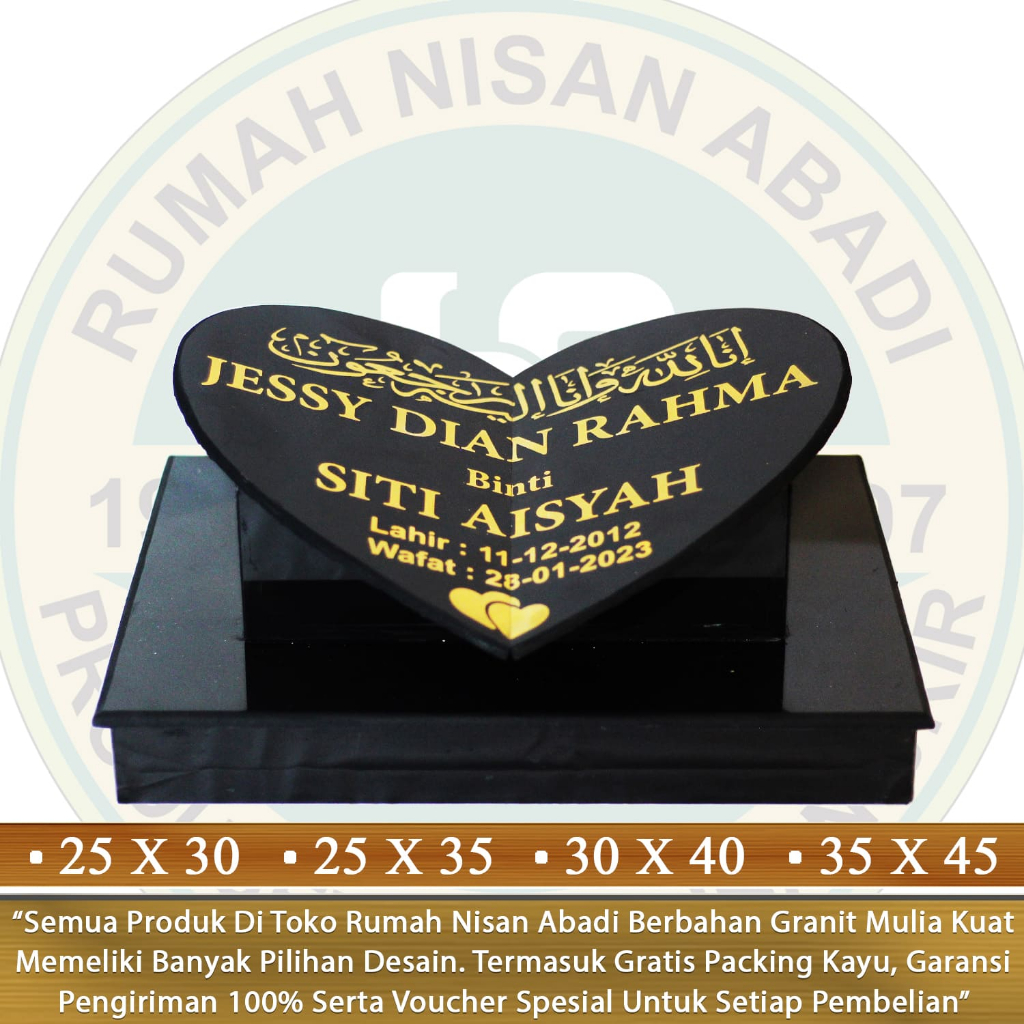 Batu Nisan Makam Granit Love Anak Bayi Dewasa Dudukan Lengkap Full Set Maesan Kijing Kuburan