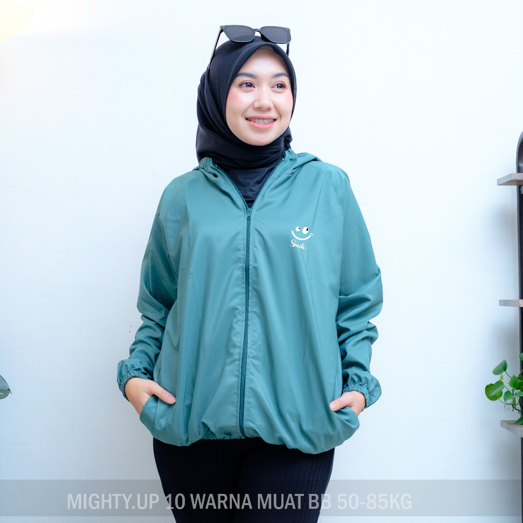 big sale big sale mighty up jaket running wanita parasut windbreaker anti hujan uv olahraga wanita