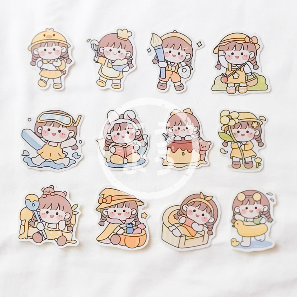 

30 pcs Stiker HVS Cute Chibi Girls Yellow Theme untuk Jurnal / Scrapbook / Freebies (Pack OC2)