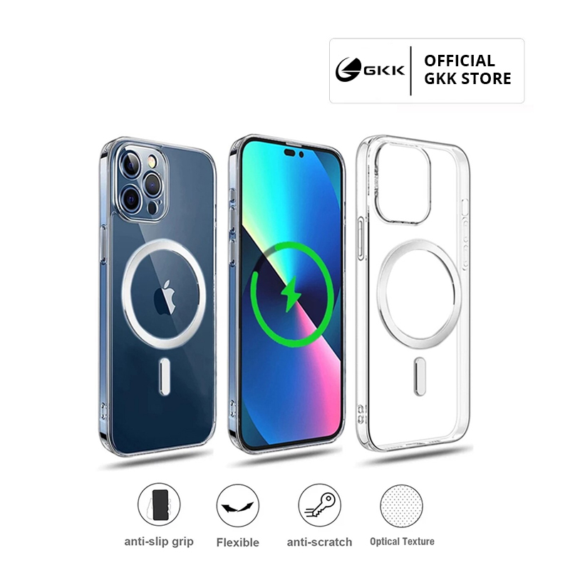GKK Case MAGSAFE iPhone 7 8 Plus XR X XS Max 11 12 13 14 15 16 17 PRO MAX PLUS Casing Akrilik Anti K