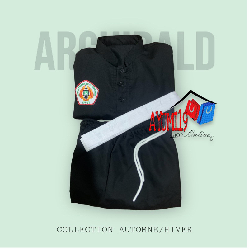 sragam pencak silat ipsi satu stell+sabuk putih kain japan drill