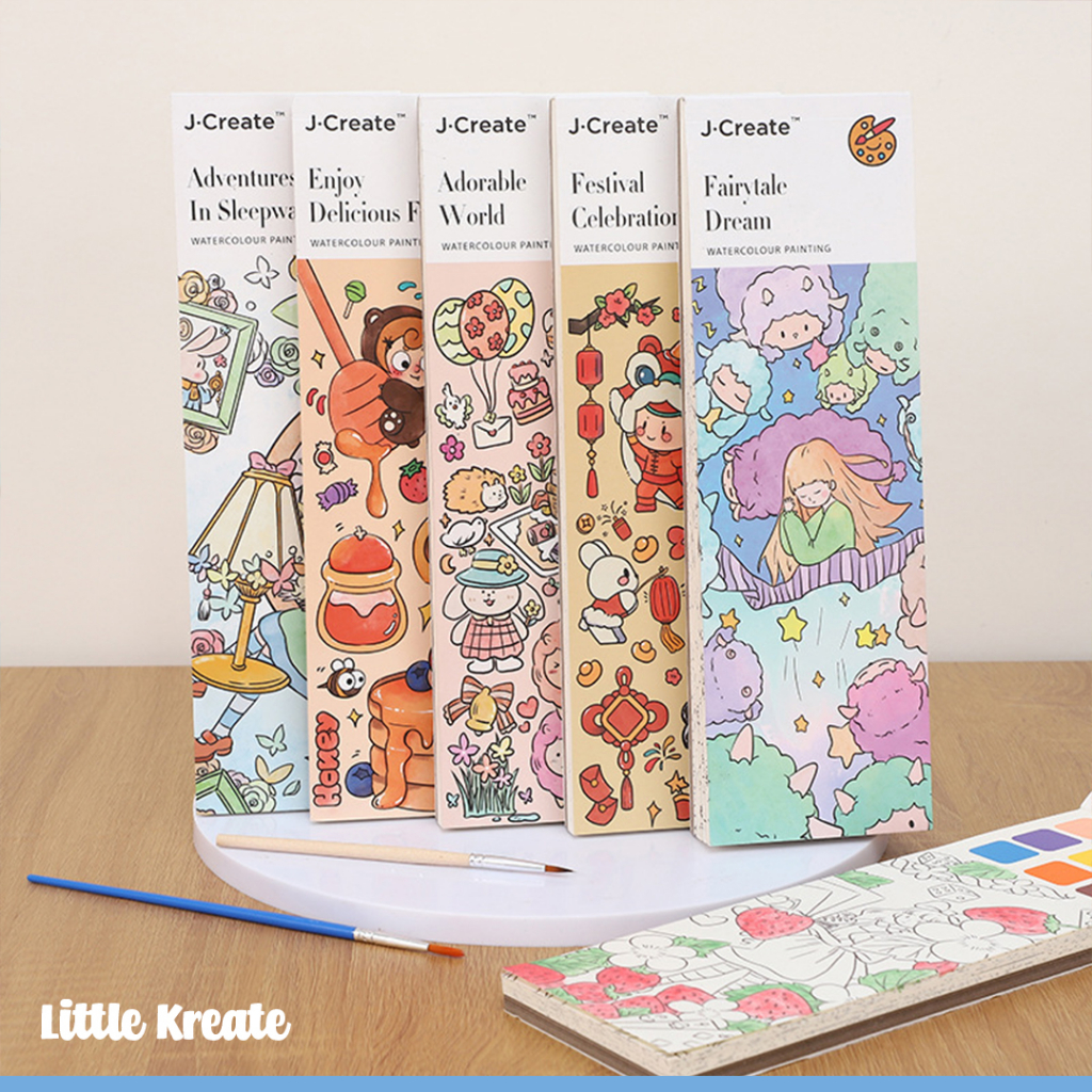 

Watercolor Portable Coloring Paper - Mainan Buku Cat Air Mewarnai Travelling - Pocket Painting Book