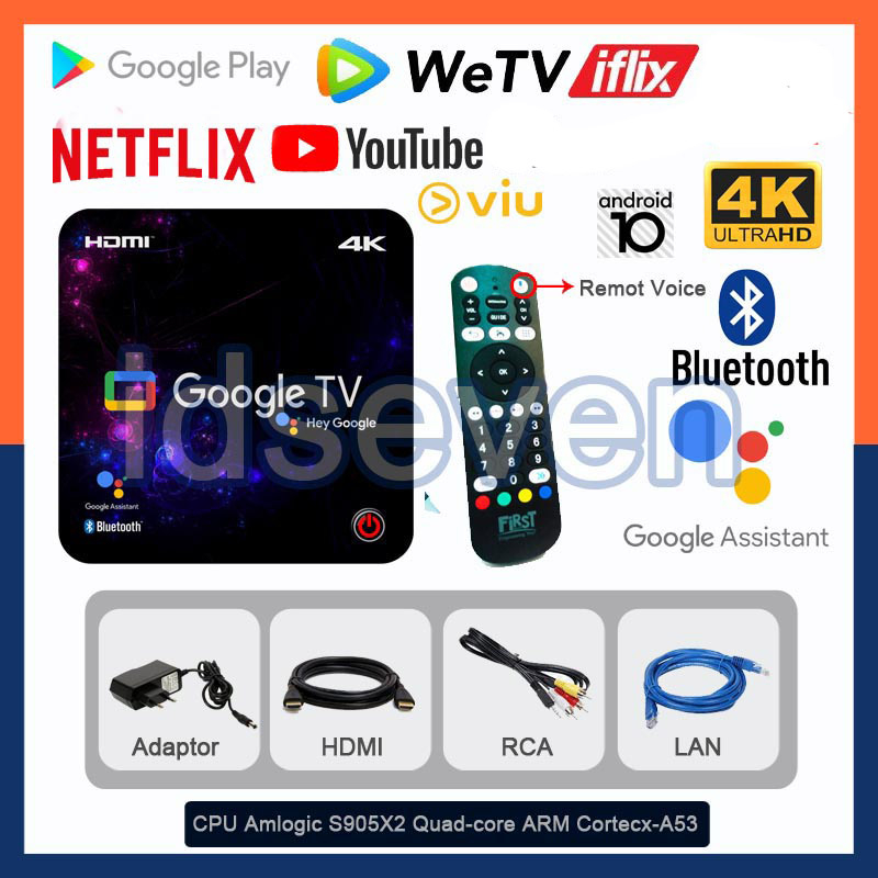 Android TV BOX Hybrid ROOT RAM 2GB 4K HD REMOTE VOICE