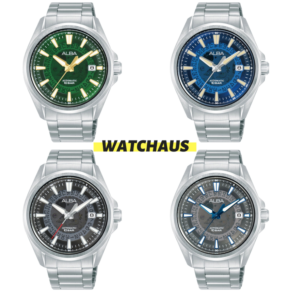 JAM TANGAN PRIA ALBA AU4027 AU4029 AU4031 AU4033 ANALOG AUTOMATIC SILVER STAINLESS STRAP