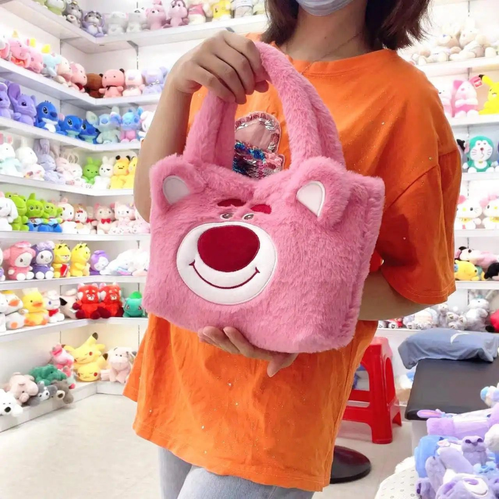 (COD) Tas Bahu Tas Lotso Tas Tote Shoulder Bag Fashion Motif Kartun Karakter Hewan Warna Fanta Beruang Anak &amp; Dewasa