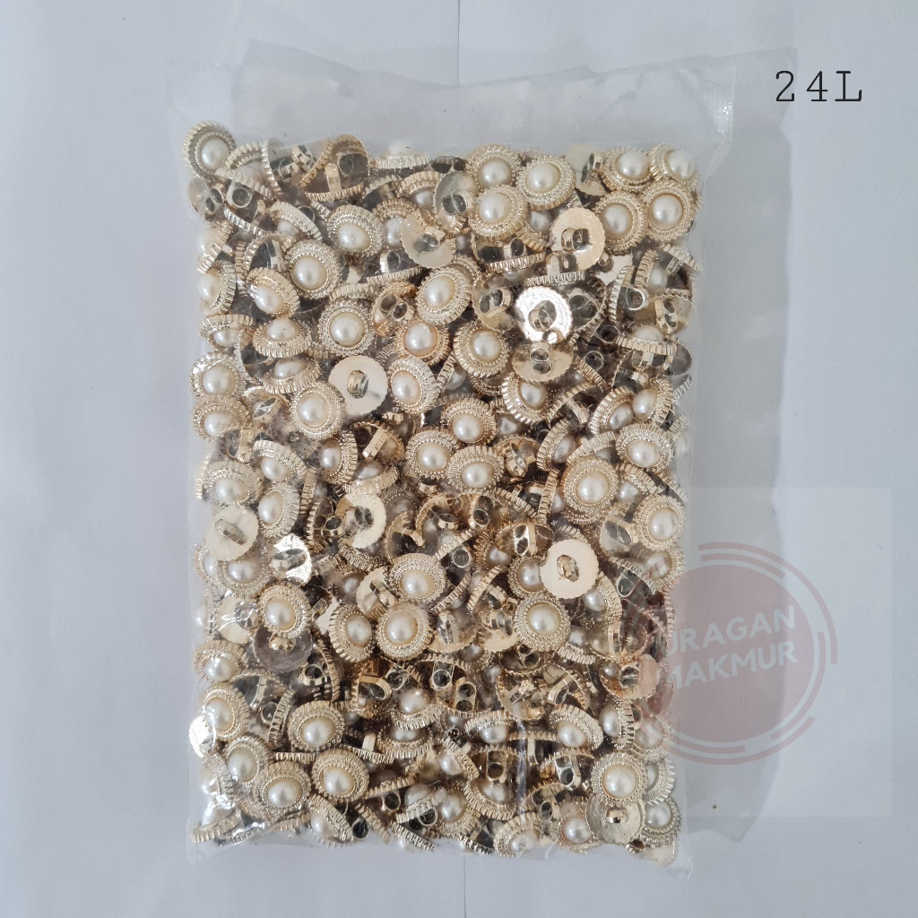 Kancing Baju Mutiara Grigi List Emas - Kancing Baju Motif Mutiara Bergrigi - Kancing Mutiara