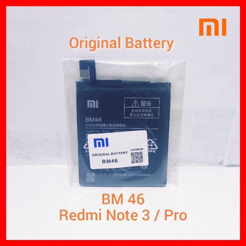 Baterai Xiaomi Redmi Note 3 Pro BM46 Original Baterai BM46 Ori