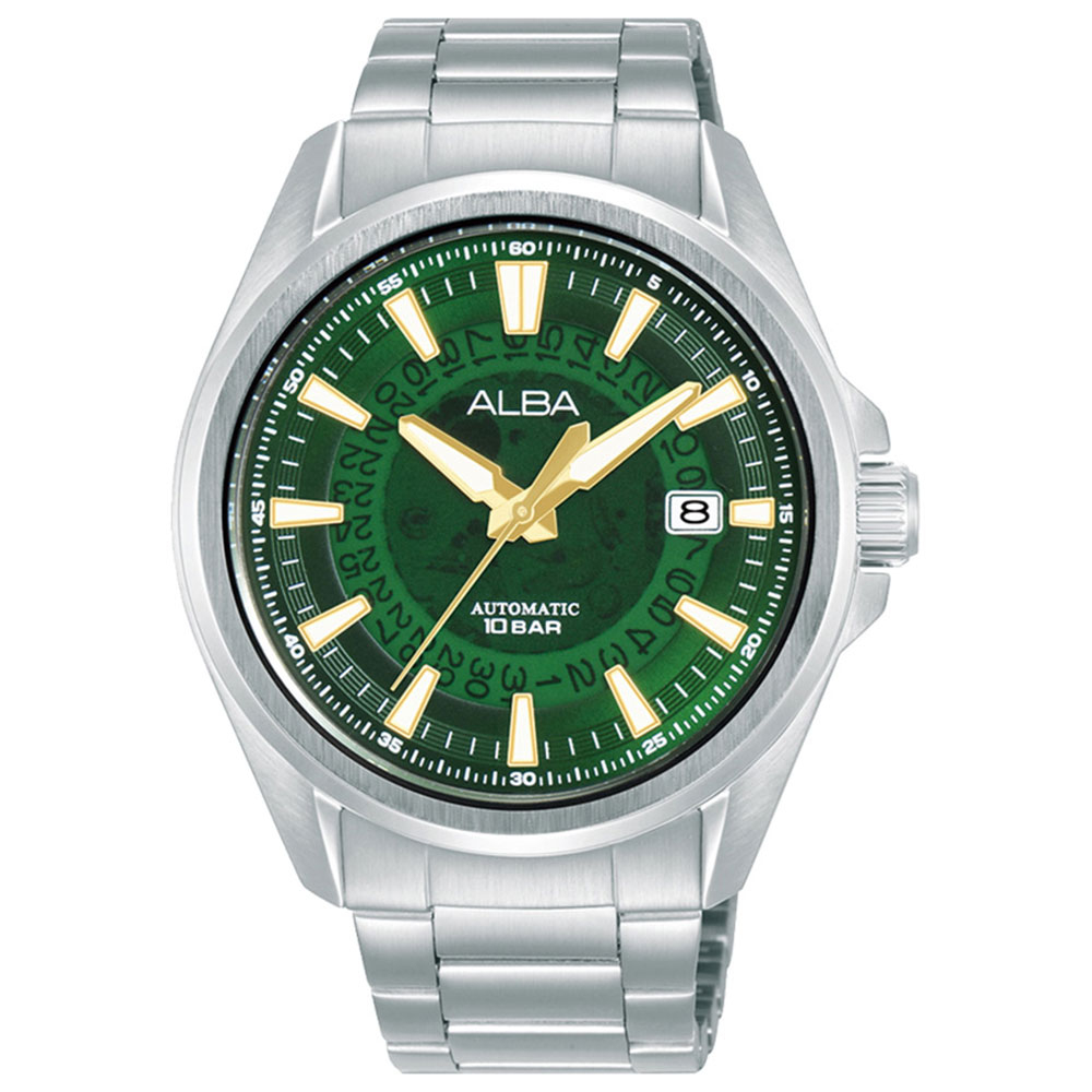 Alba AU4027 AU4027X1 Jam Tangan Pria Automatic Analog Dial Hijau Stainless Original