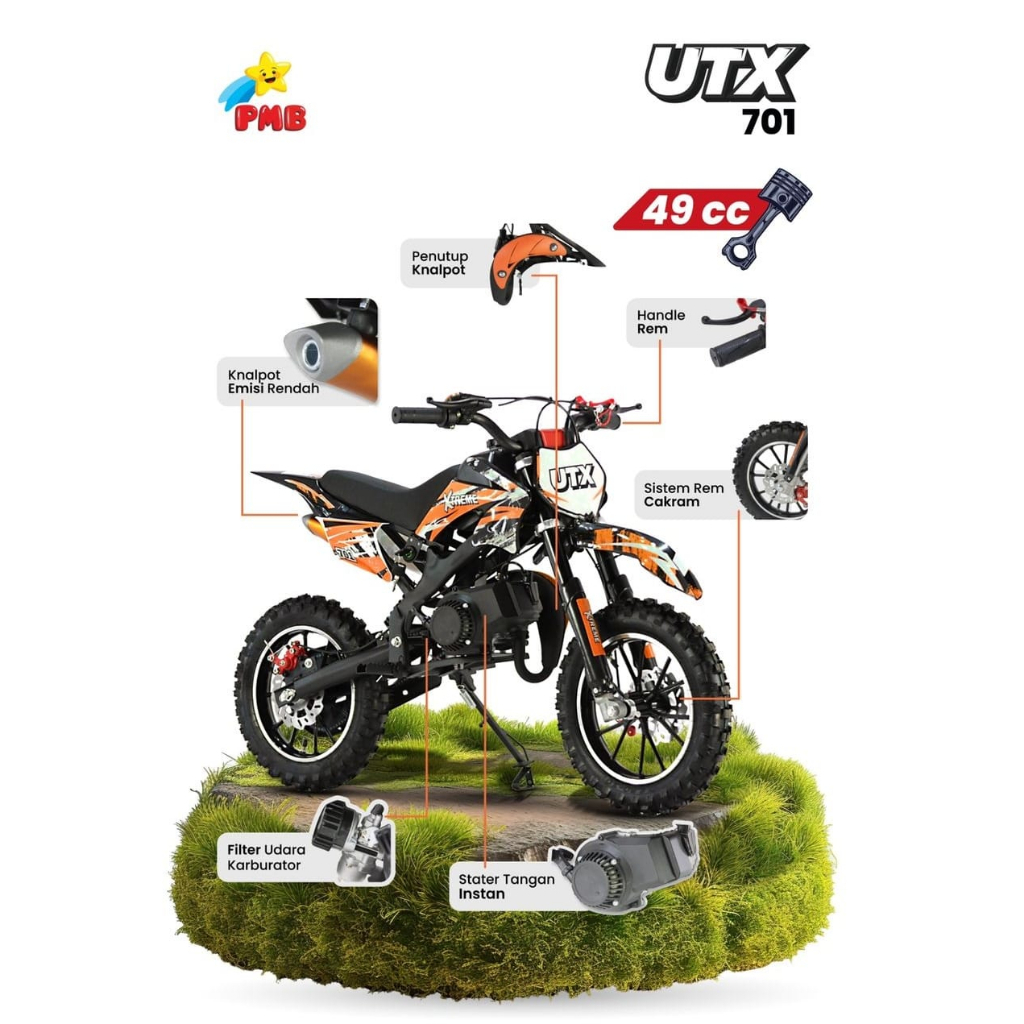 Mainan Motor Anak Bensin Mini Trail Matic 2Tac 50cc X-Trail PMB UTX-701