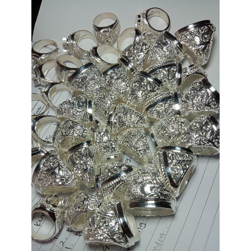 cincin perak motip Kerancang kerawang naga