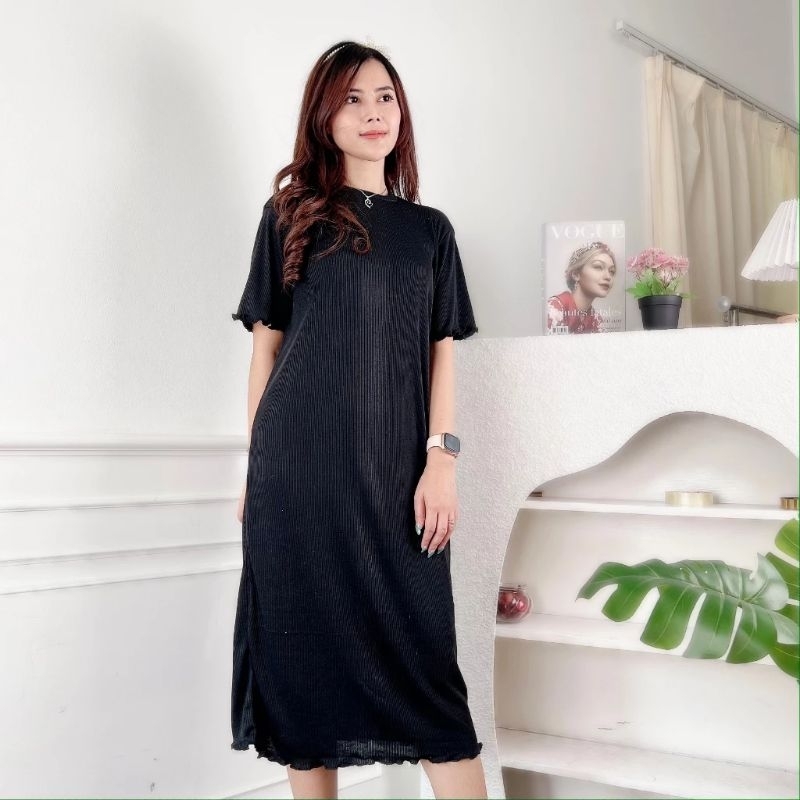 Dress Rib Knit Premium - Daster Rib Knit - Long Dress