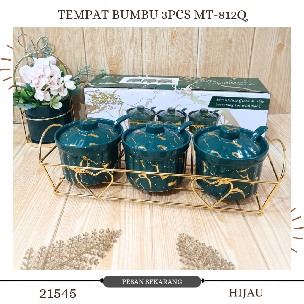 Tempat Bumbu Keramik Rak Set Porselain Motif Marble Fiorenza 812Q