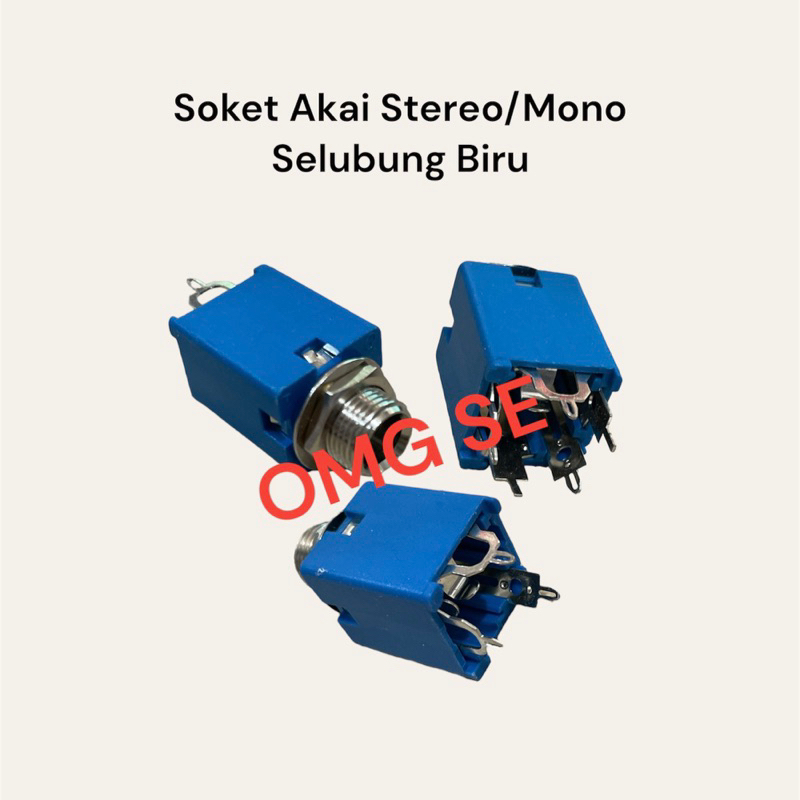 soket akai mono/stereo selubung biru
