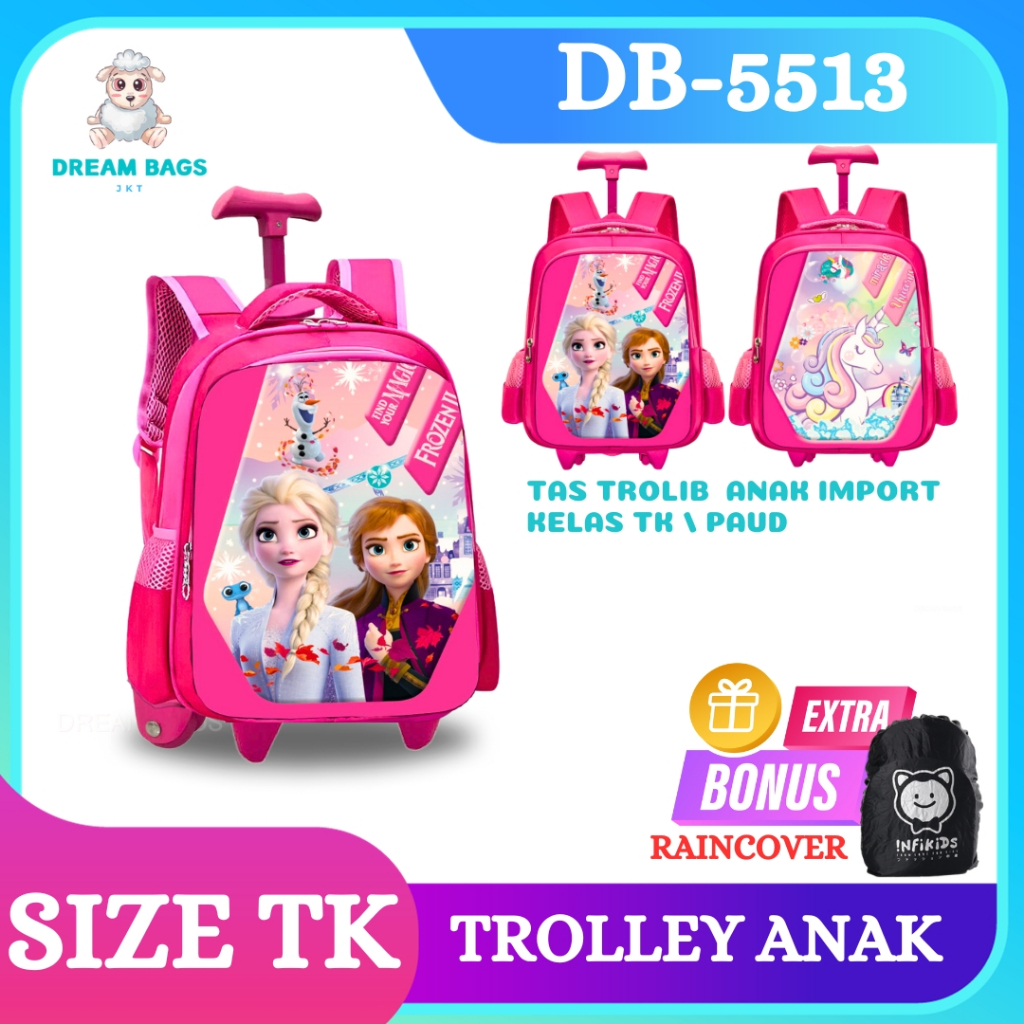 Tas Troli Anak Perempuan Terbaru - Tas Dorong Anak Perempuan TK Import - Tas Koper Anak TK Perempuan