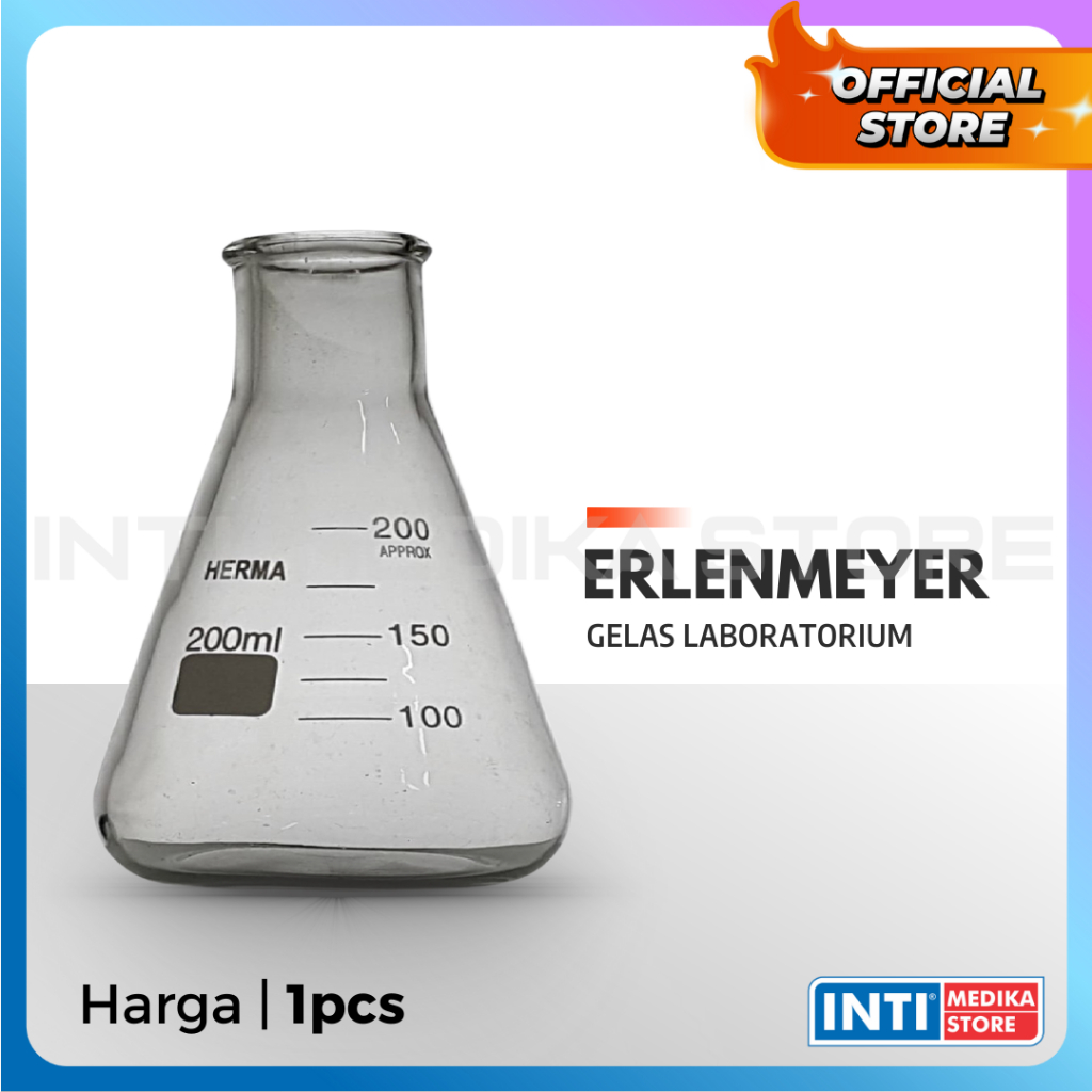 HERMA - Labu Erlenmeyer Flask 100ml 200ml 250ml 300ml 500ml 1000ml