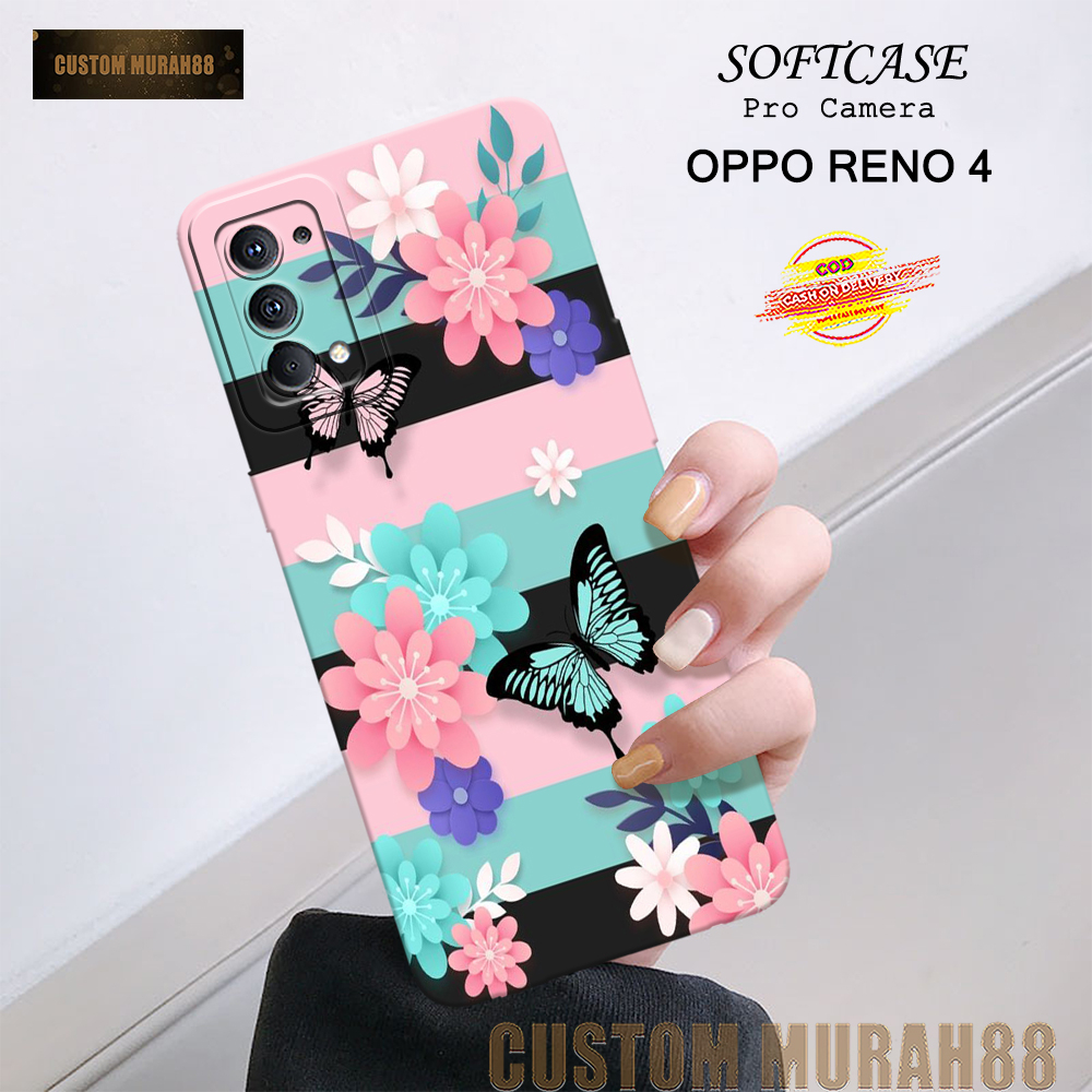 Case Oppo Reno 4 Terbaru - Fashion Case BUNGA - Casing Hp Oppo Reno 4 - Softcase Pro Camera Oppo Ren